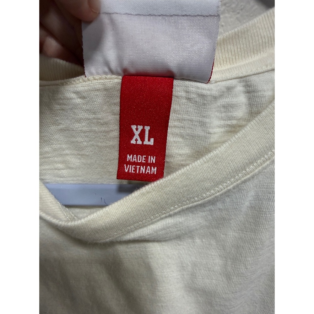 Mitchell & Ness Sporting Goods Embroidered Slub Cotton T-Shirt Cream XL - Picture 3 of 10